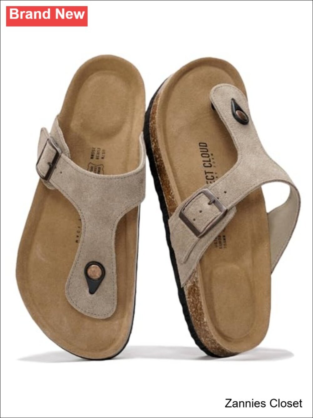 ✨ Project Cloud Leather Flip Flops Slides Thong Sandals Memory Foam Cork Women